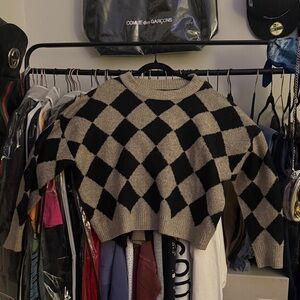 Blu Pepper Black and Gray Argyle Sweater
